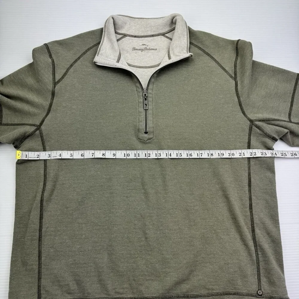 Tommy Bahama Reversible 1/4 Zip Pullover Mens Large Green Golf Sweater